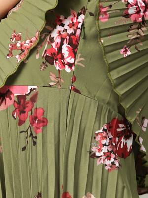 Olive Floral Strappy Pleated Maxi Dress 5