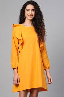 Mustard Frill Shift Dress