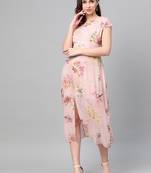 Peach Floral Back Cut Out Dress