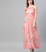 Rose Pink Floral Strappy Maxi Dress