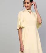 Lemon Choker Neck Skater Dress