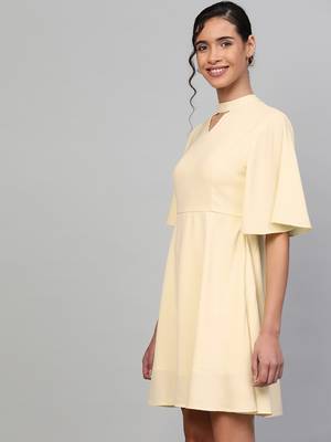 Lemon Choker Neck Skater Dress 2