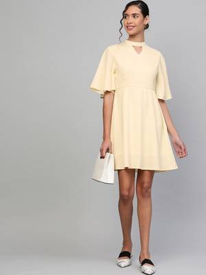 Lemon Choker Neck Skater Dress 4