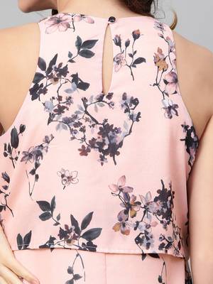 Pink Floral Ring Loop Midi Dress 6
