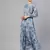 Dark Blue Floral Tiered Maxi