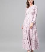 Lilac Floral Tiered Maxi