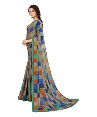 Grey woven crepe saree with blouse 2