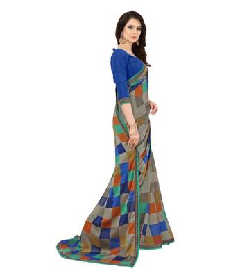 Grey woven crepe saree with blouse 3