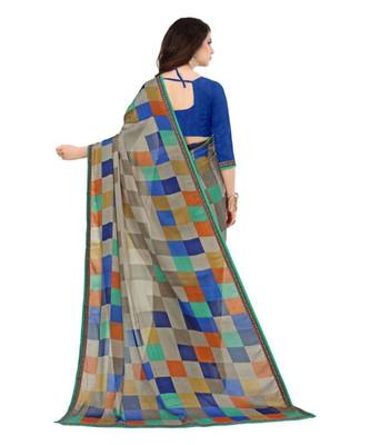 Grey woven crepe saree with blouse 4