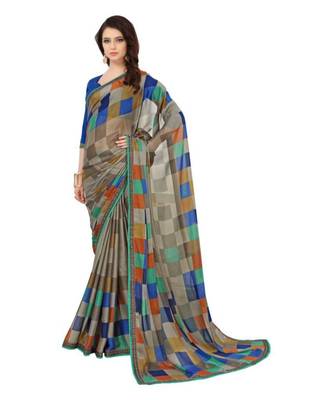 Grey woven crepe saree with blouse 5