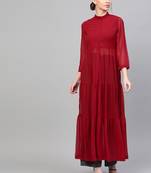 Red Front Open Sheer Tiered Maxi Top