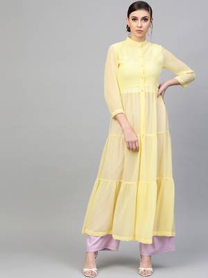 Lemon Front Open Sheer Tiered Maxi Top 1
