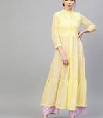 Lemon Front Open Sheer Tiered Maxi Top