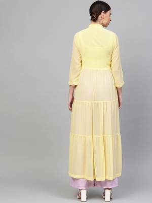 Lemon Front Open Sheer Tiered Maxi Top 3