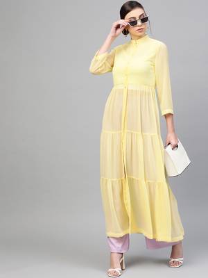 Lemon Front Open Sheer Tiered Maxi Top 4