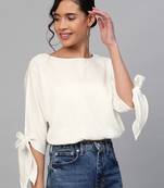 Off-White Sleeve Tie-Up Crop Top