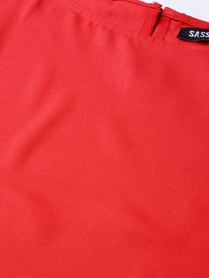 Red Sleeve Tie-Up Crop Top 5