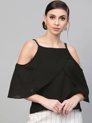 Black Cold Shoulder Layer Top 1