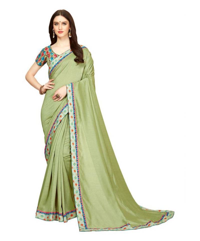 Women's Silk Blend Light Green Woven Design Designer Saree With Blouse Piece