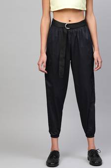 Navy Jogger Belted Pants