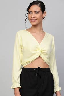 Lemon Front Knot Crop Top