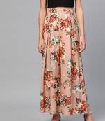 Peach Floral Flared Palazzos