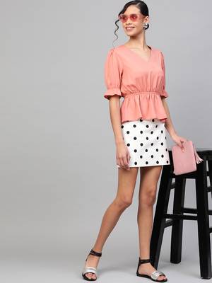 Pink V-Neck Peplum Top 4