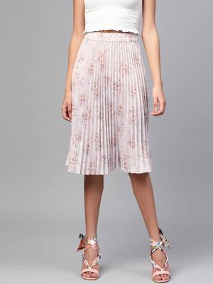 Lavender Floral Short Pleated Skirt 1