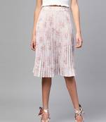 Lavender Floral Short Pleated Skirt