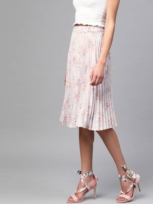 Lavender Floral Short Pleated Skirt 2