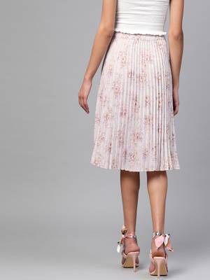 Lavender Floral Short Pleated Skirt 3