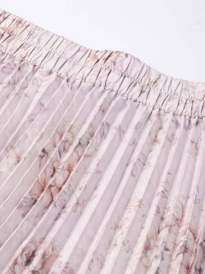 Lavender Floral Short Pleated Skirt 5