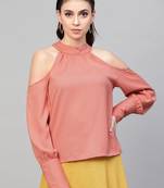 Pink Cold Shoulder Top