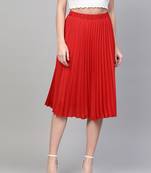 Red Pleated Skirt