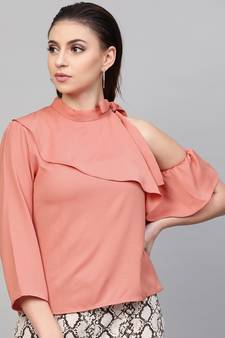 Pink Neck Tie-Up Frill Top