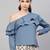 Teal One Shoulder Ruffle Top