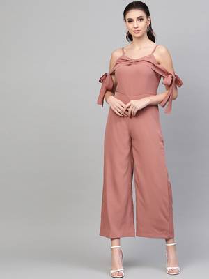 Baked Pink Tie Up Sleeve Detail jumpsuit 1