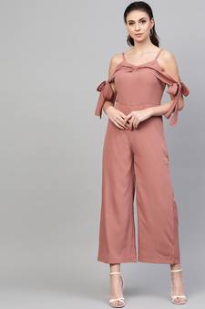 Baked Pink Tie Up Sleeve Detail jumpsuit