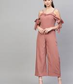 Baked Pink Tie Up Sleeve Detail jumpsuit