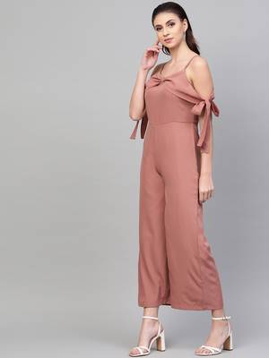 Baked Pink Tie Up Sleeve Detail jumpsuit 2