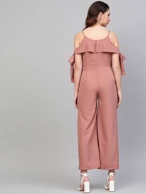 Baked Pink Tie Up Sleeve Detail jumpsuit 3