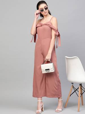 Baked Pink Tie Up Sleeve Detail jumpsuit 4