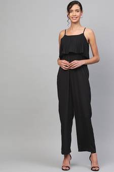 Black Pleated Palazzo Jumpsuit