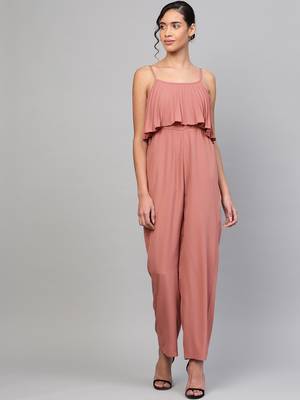 Baked Pink Pleated Palazzo Jumpsuit 1