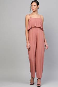 Baked Pink Pleated Palazzo Jumpsuit