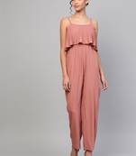 Baked Pink Pleated Palazzo Jumpsuit