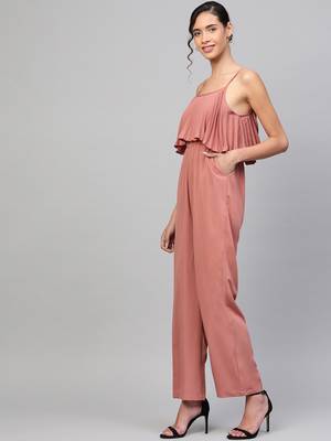 Baked Pink Pleated Palazzo Jumpsuit 2