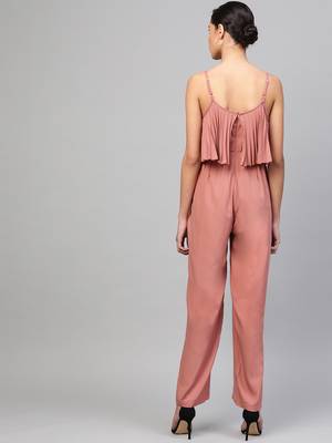 Baked Pink Pleated Palazzo Jumpsuit 3