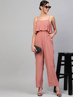 Baked Pink Pleated Palazzo Jumpsuit 4