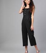 Black Strappy Button Detail Jumpsuit